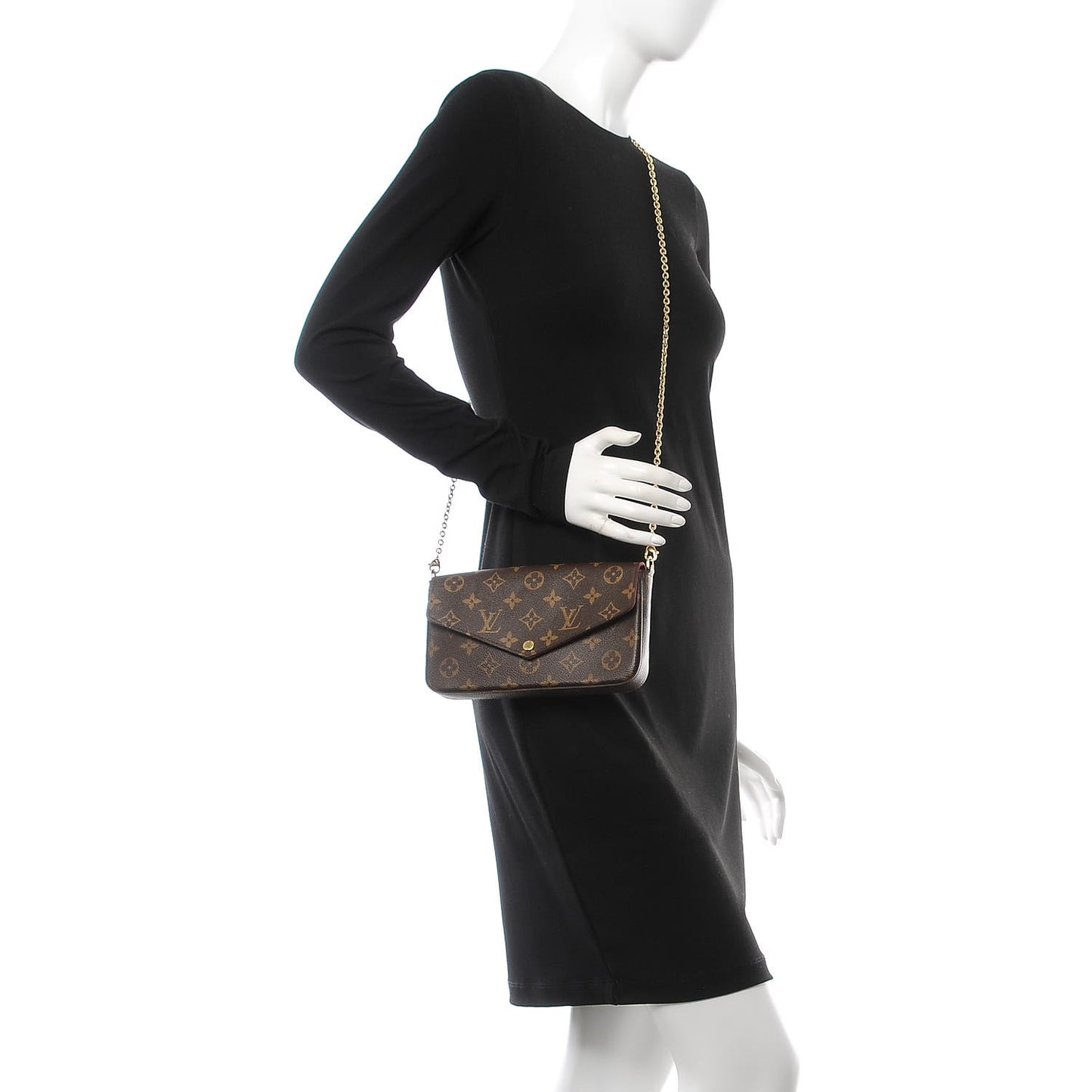 Monogram Pochette Felicie Chain Wallet Fuchsia