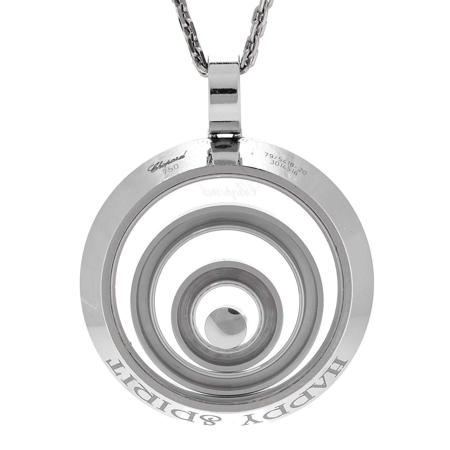 Chopard 18K White Gold Diamond Happy Spirit Pendant Necklace 6 of 8