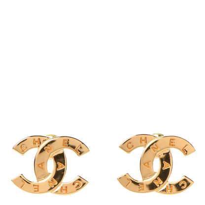 Chanel Metal CC Paris Button Stud Earrings Gold 1 of 4
