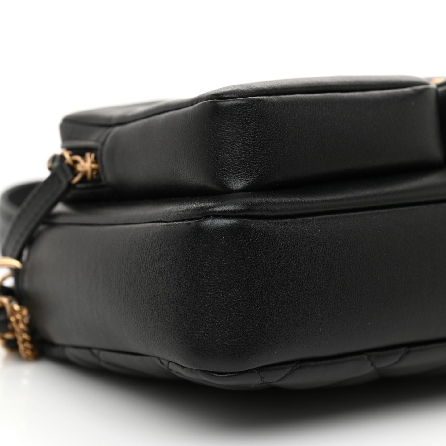 Calfskin Quilted Small Camera Case Black