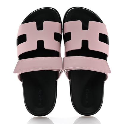 Hermes Calfskin Womens Chypre Sandals 37.5 Rose Cancan 2 of 10