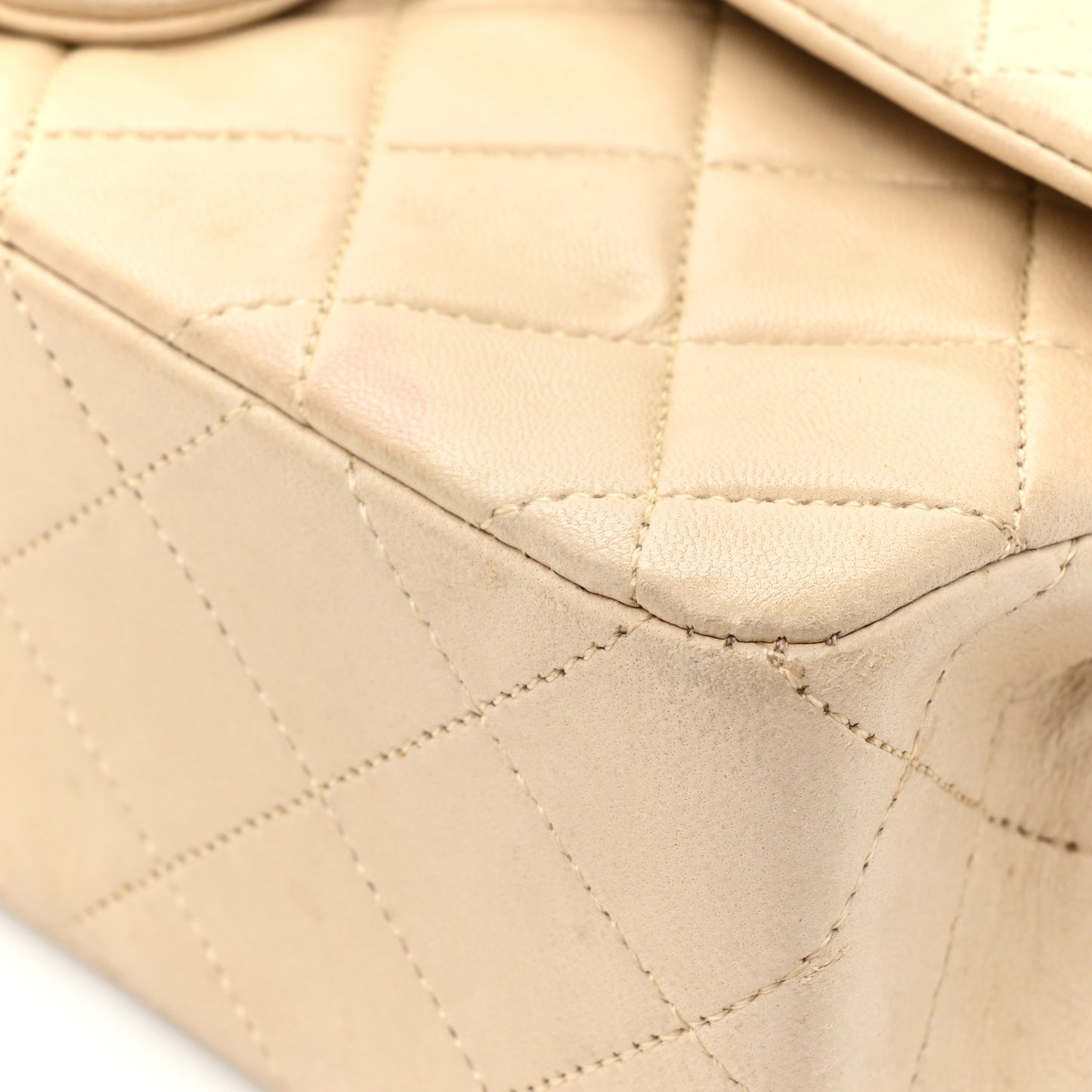 Lambskin Quilted Small Double Flap Beige