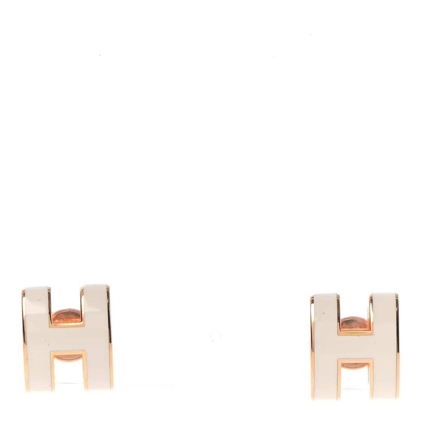 Rose Gold Lacquered Pop H Earrings Ecru