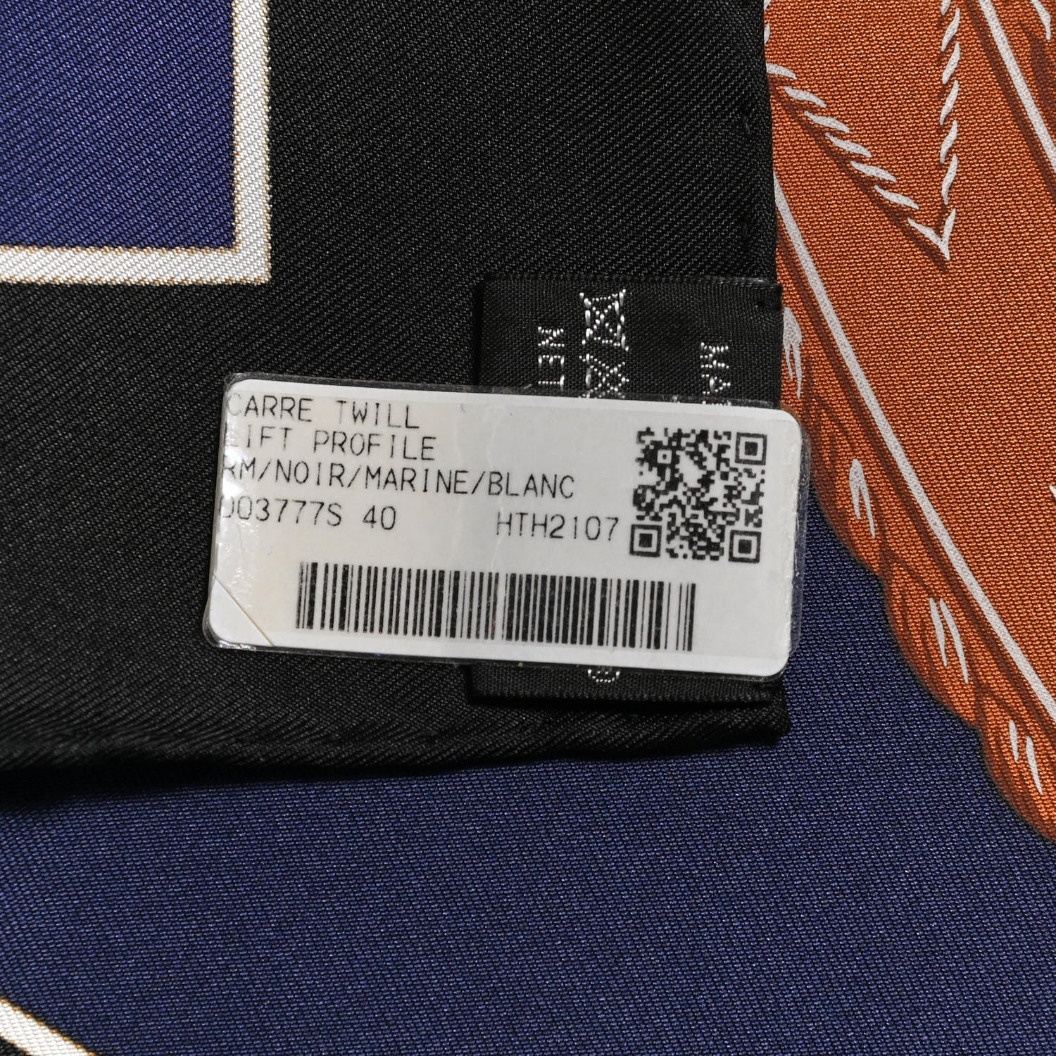 Hermes Silk Lift Profile Scarf 90 Black Marine White 3 of 5