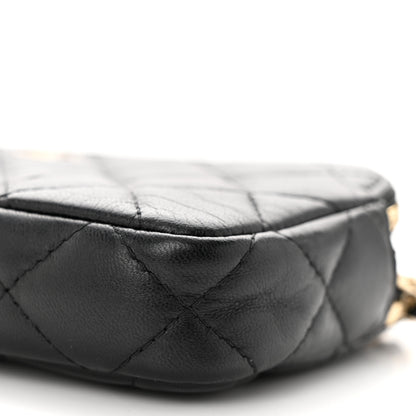Chanel Lambskin Quilted Small Clutch With Chain Black 11 of 13