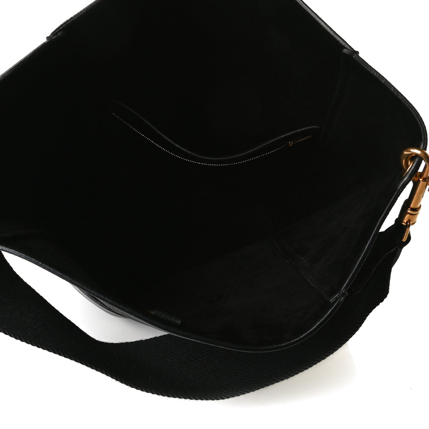 Soft Grained Calfskin Sangle Bucket Bag Black