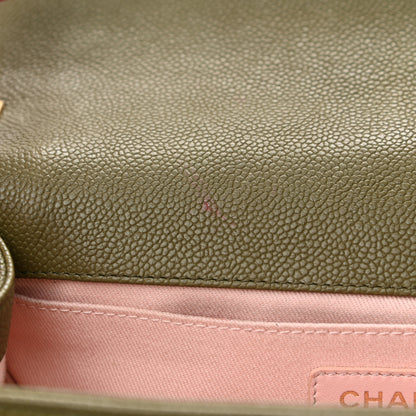 Chanel Caviar Quilted Medium Boy Flap Green 12 of 16