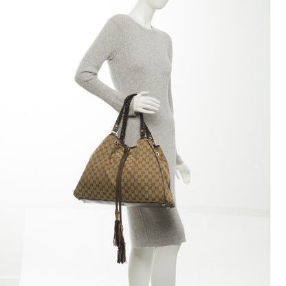 Gucci Monogram Peggy Braided Tote Dark Brown 2 of 7