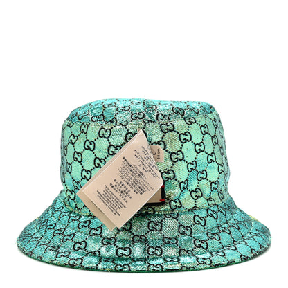Gucci Canvas Lame GG Monogram Reversible Bucket Hat L Green 11 of 15