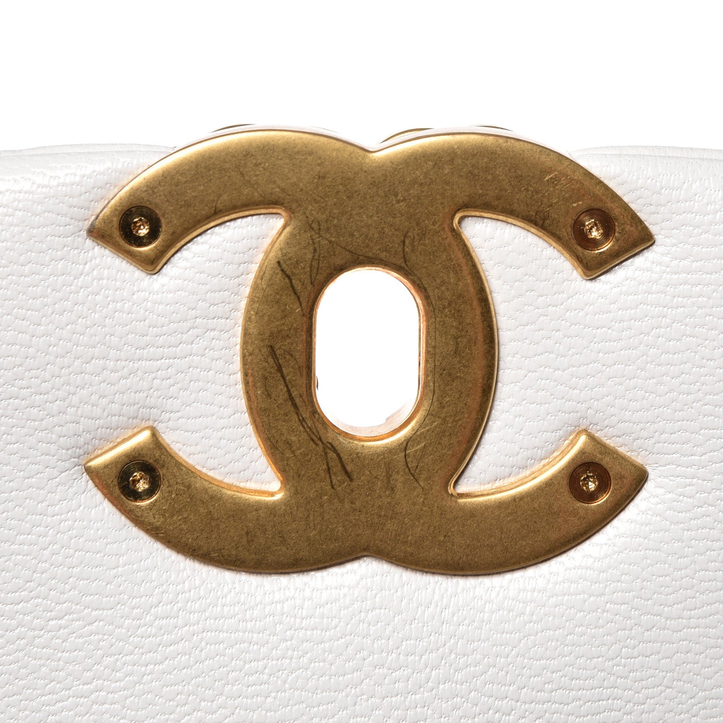 Lambskin Quilted Large 19 Flap Light White