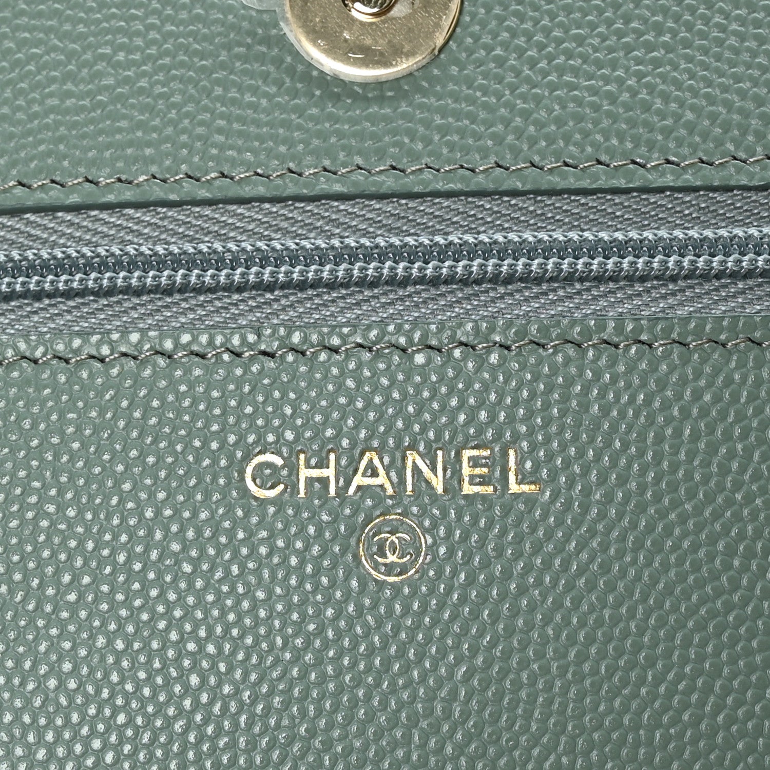 Chanel Caviar Quilted Wallet On Chain WOC Dark Green 6 of 10