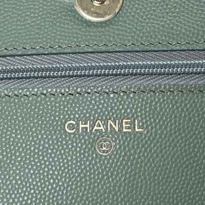 Chanel Caviar Quilted Wallet On Chain WOC Dark Green 6 of 10