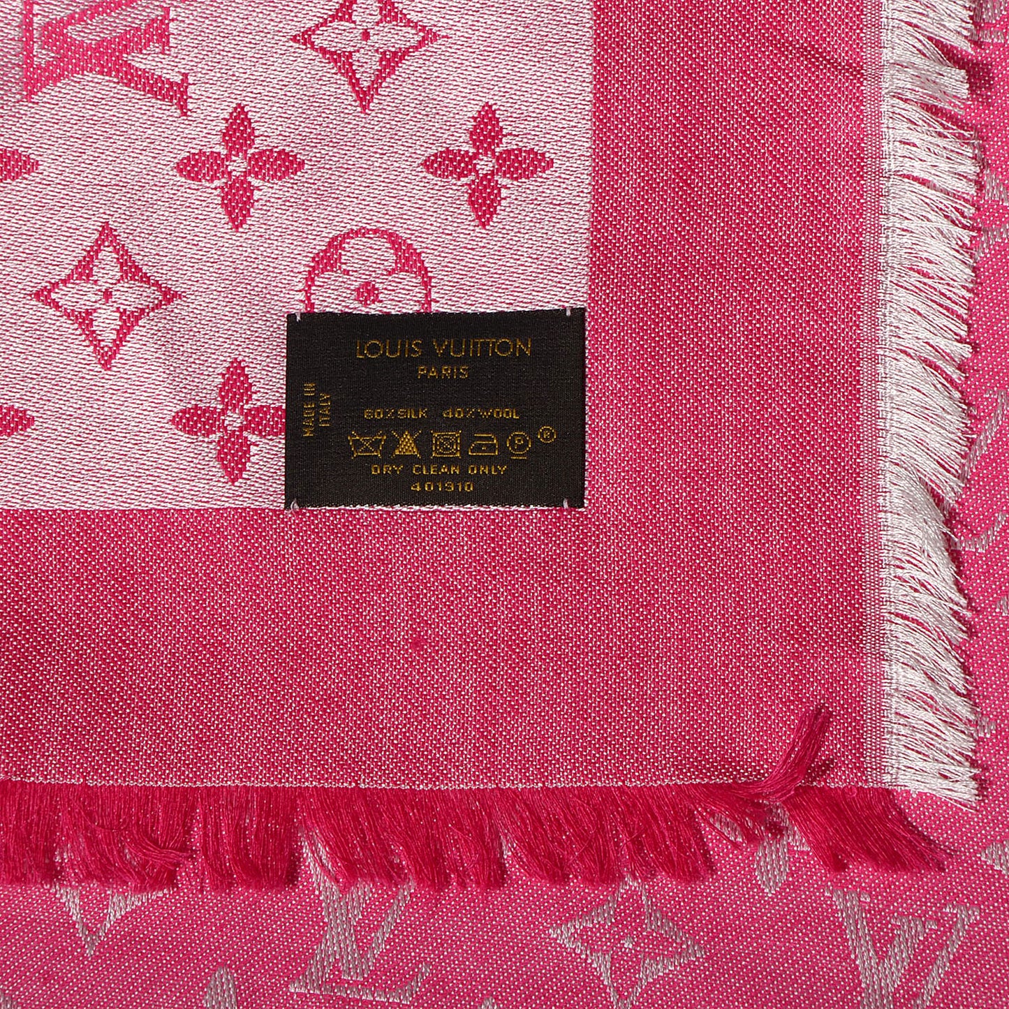 Wool Silk Monogram Denim Shawl Pivoine