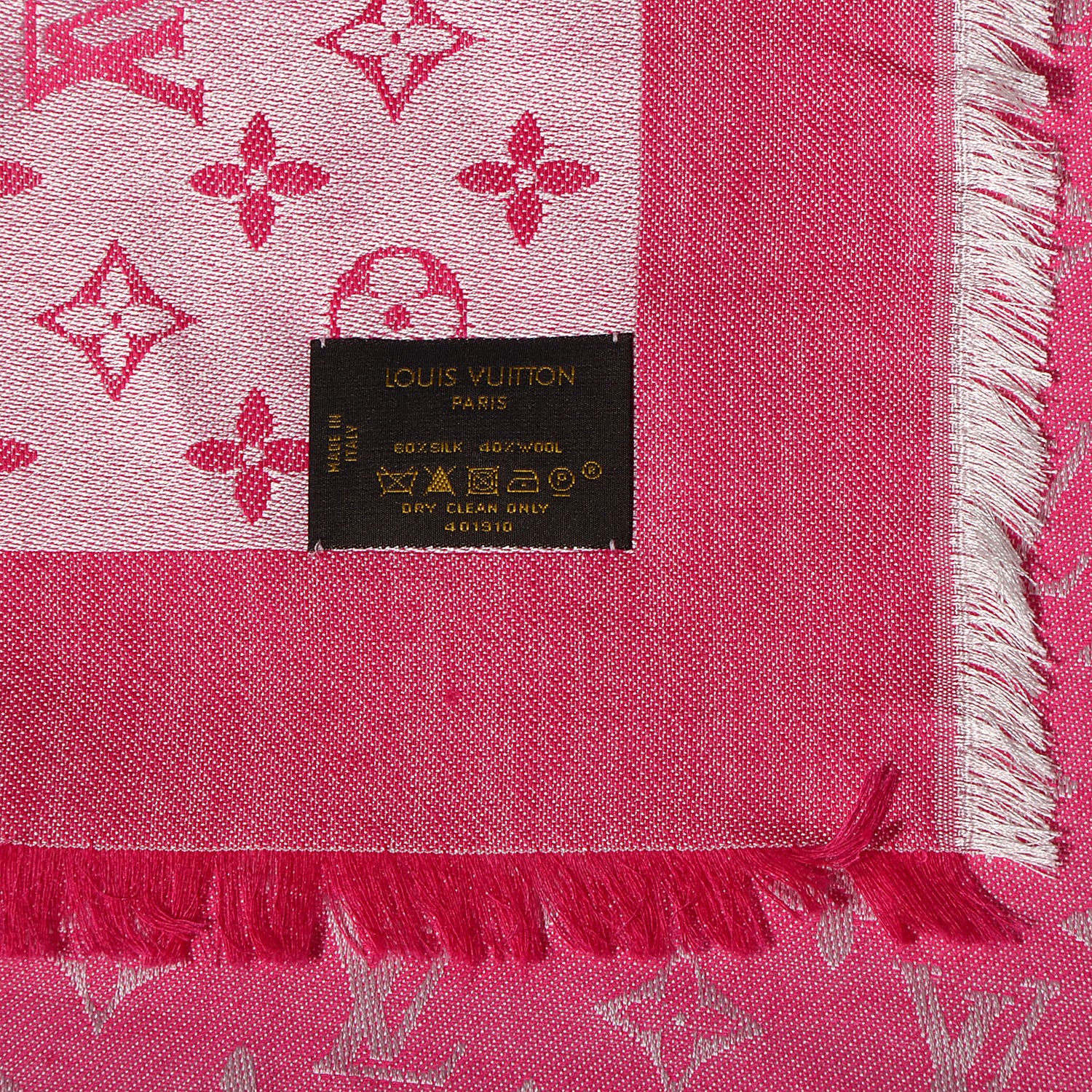 Louis Vuitton Wool Silk Monogram Denim Shawl Pivoine 5 of 5