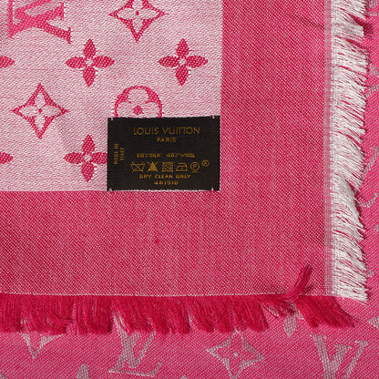 Louis Vuitton Wool Silk Monogram Denim Shawl Pivoine 5 of 5