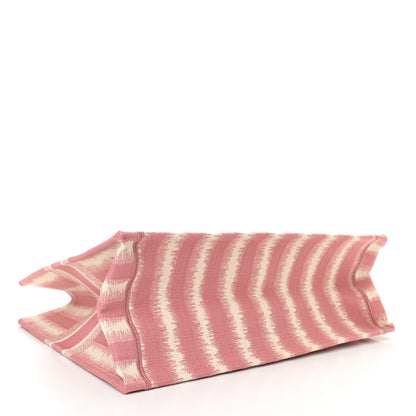 Christian Dior Canvas Embroidered Large Striped Book Tote Pink 4 of 11