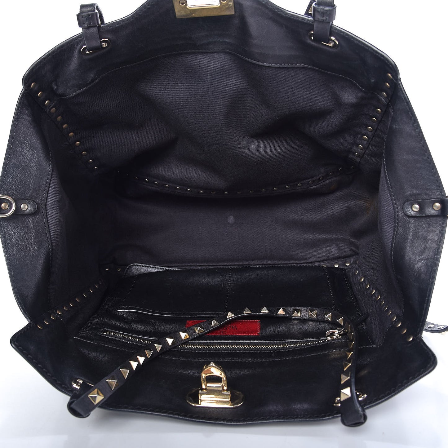 Vitello Medium Rockstud Tote Black