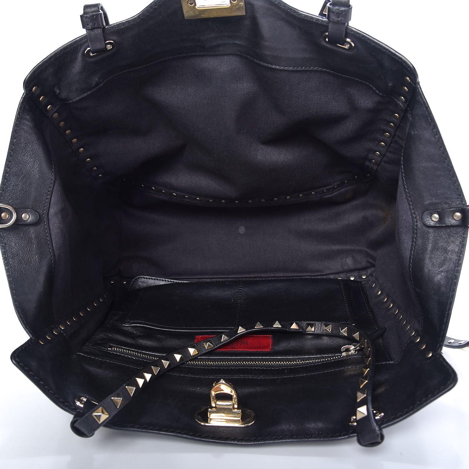 Valentino Garavani Vitello Medium Rockstud Tote Black 5 of 9
