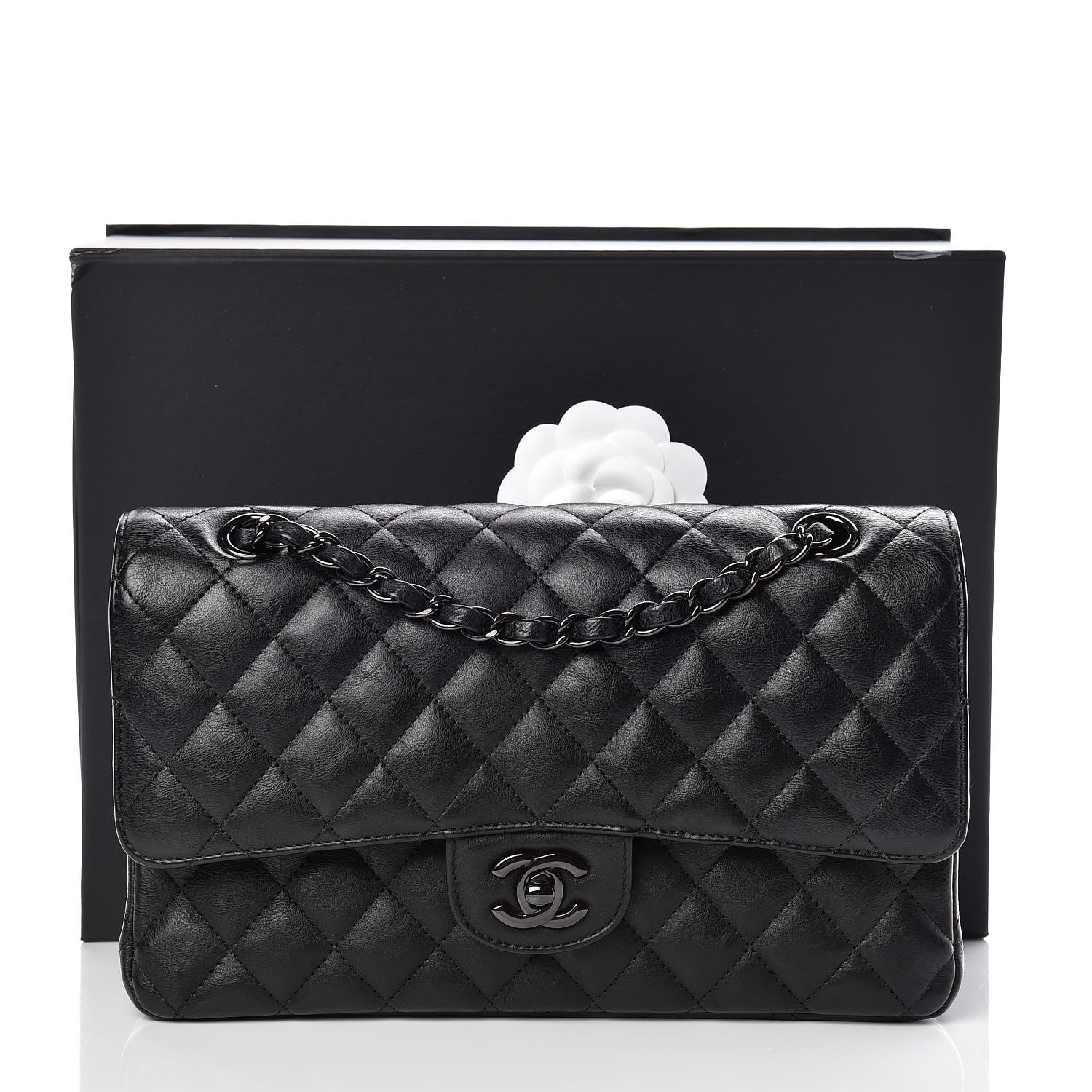 Chanel Crumpled Calfskin Quilted Medium Double Flap So Black 10 of 10