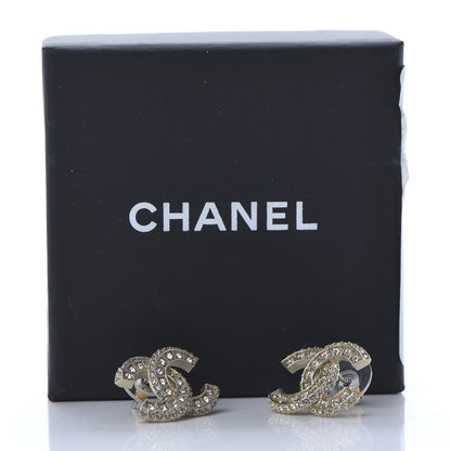 Chanel Crystal Timeless CC Earrings Light Gold 5 of 5