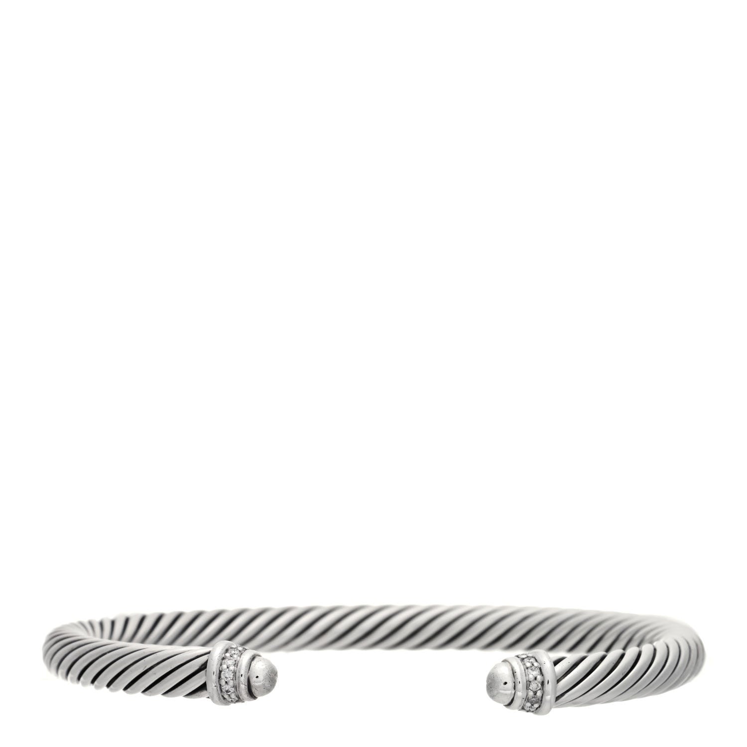 David Yurman Sterling Silver Diamond 5mm Cable Classics Dome Bracelet 1 of 4