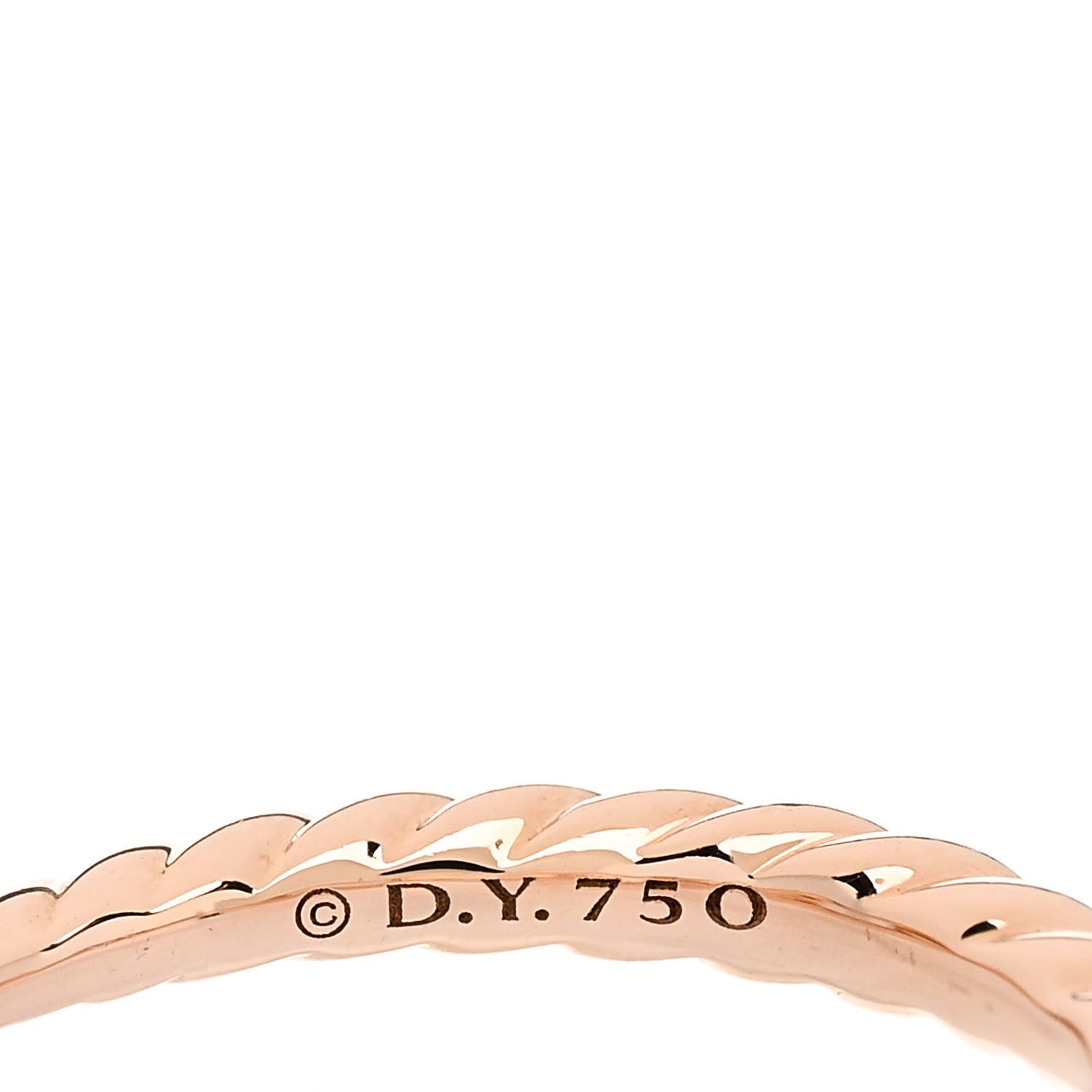 David Yurman 18K Rose Gold Diamond 4.5mm Stax Single Row Chain Link Ring 51 5.75 4 of 4
