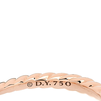 David Yurman 18K Rose Gold Diamond 4.5mm Stax Single Row Chain Link Ring 51 5.75 4 of 4