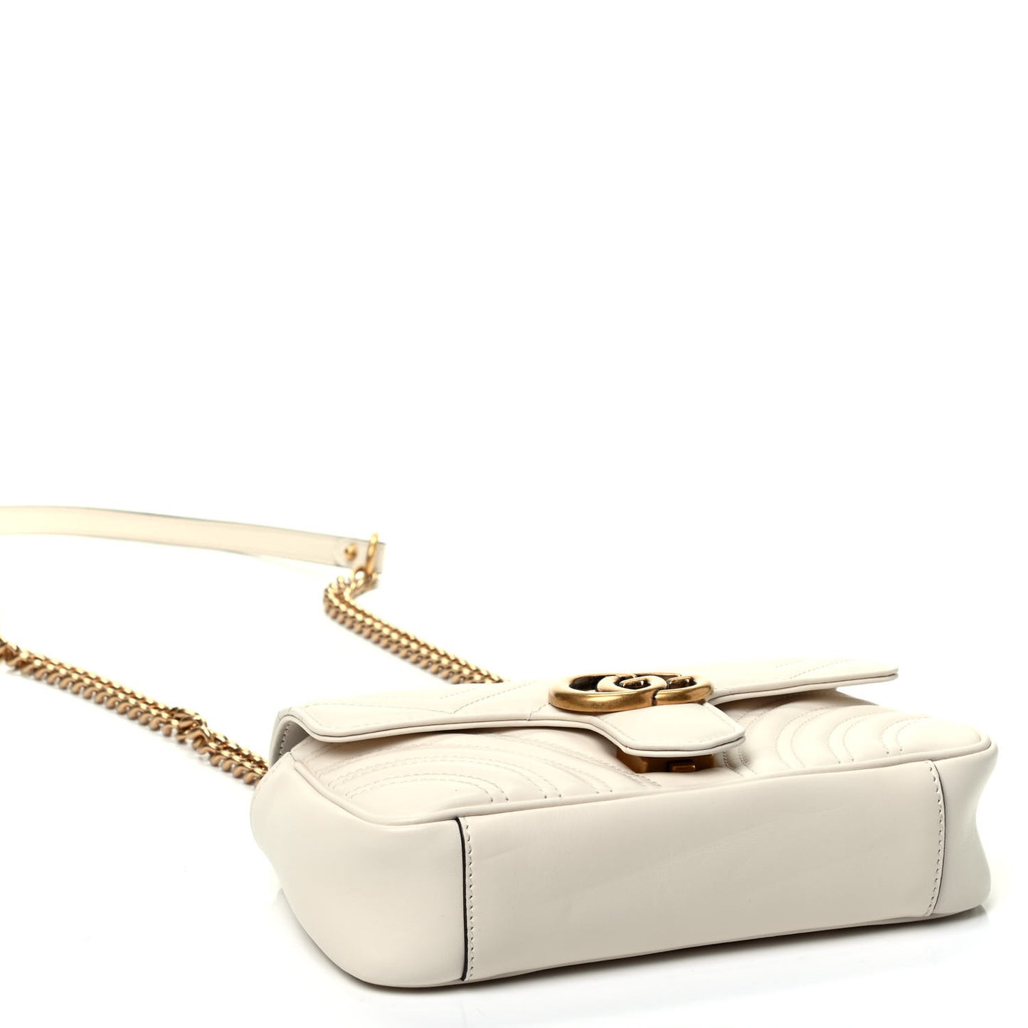 Calfskin Matelasse Mini GG Marmont Shoulder Bag White