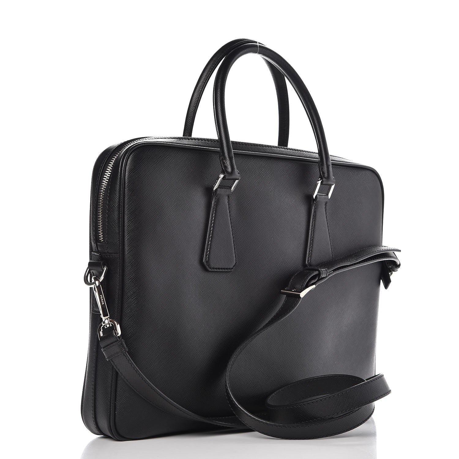 Prada Saffiano Travel Briefcase Black 3 of 9
