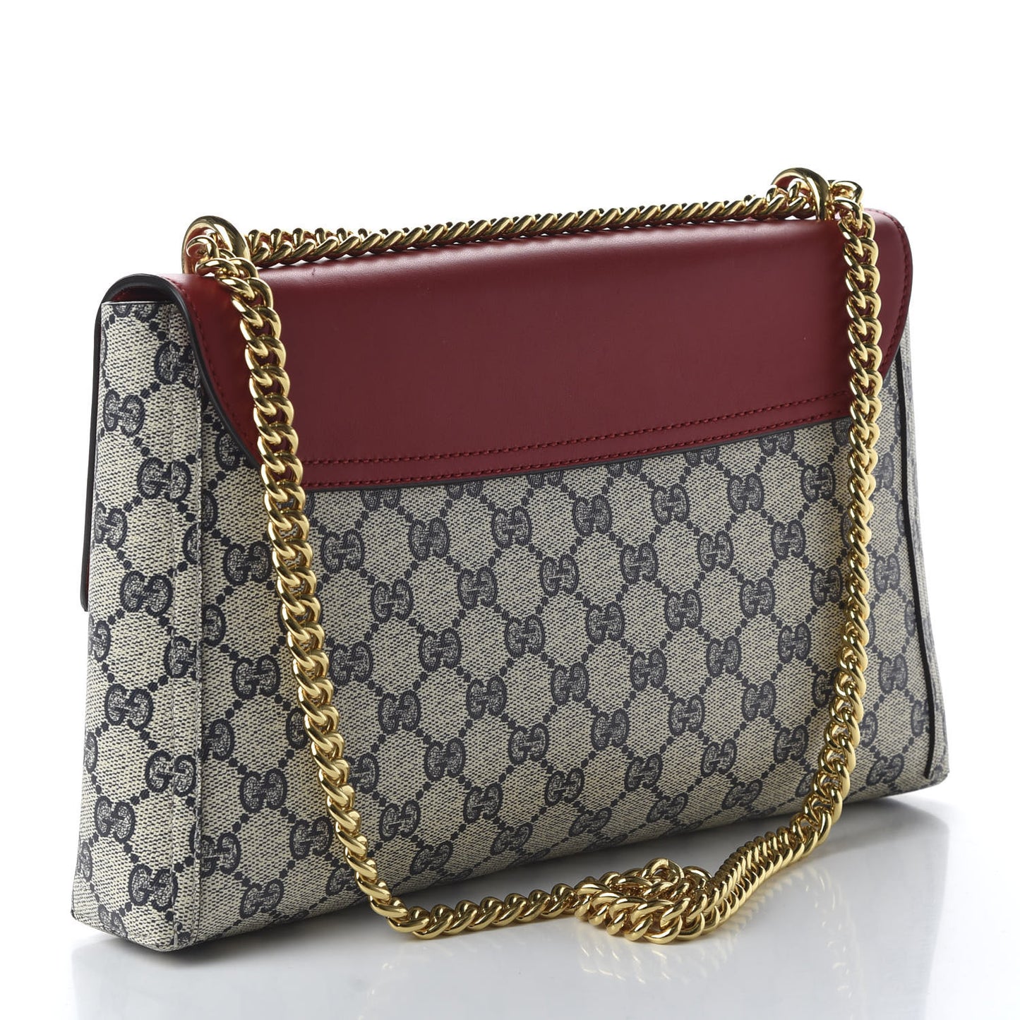 GG Supreme Monogram Calfskin Medium Padlock Shoulder Bag Beige Blue Hibiscus Red