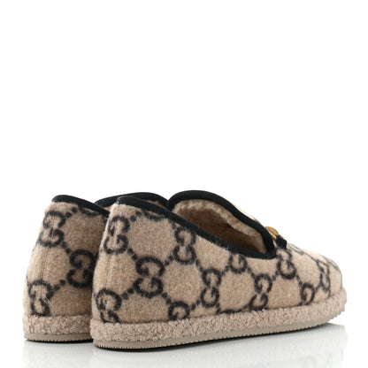 Gucci Covered Wool GG Monogram Womens Fria Horsebit Loafers 38.5 Beige Ebony Black Butterscotch 4 of 9