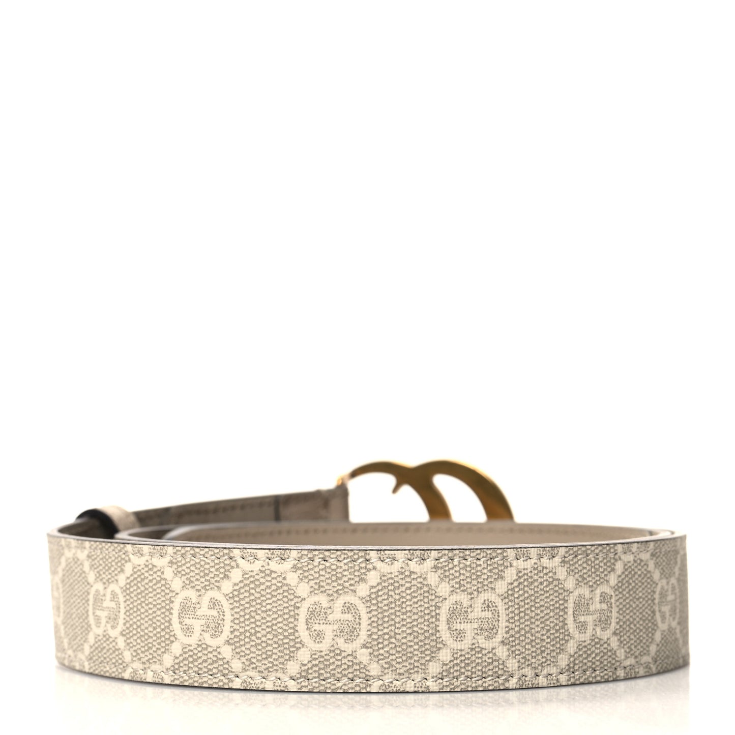 GG Supreme Monogram Calfskin Double G 30mm Belt 85 34 Beige Mystic White Oatmeal