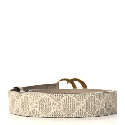 Gucci GG Supreme Monogram Calfskin Double G 30mm Belt 85 34 Beige Mystic White Oatmeal 2 of 6