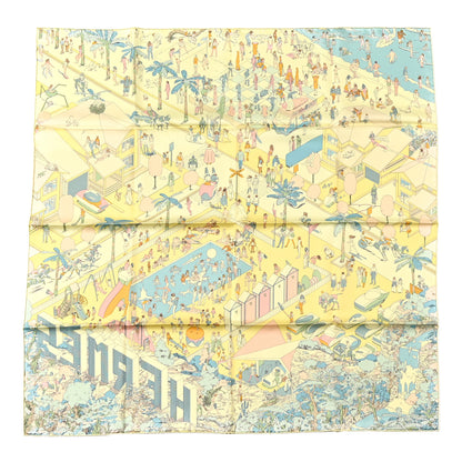 Hermes Silk On The Beach Scarf 90 Jaune Soufre Aqua 1 of 6