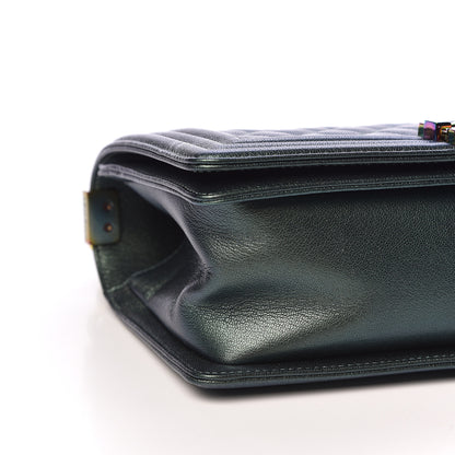 Chanel Iridescent Goatskin Quilted Medium Boy Flap Green 8 of 10