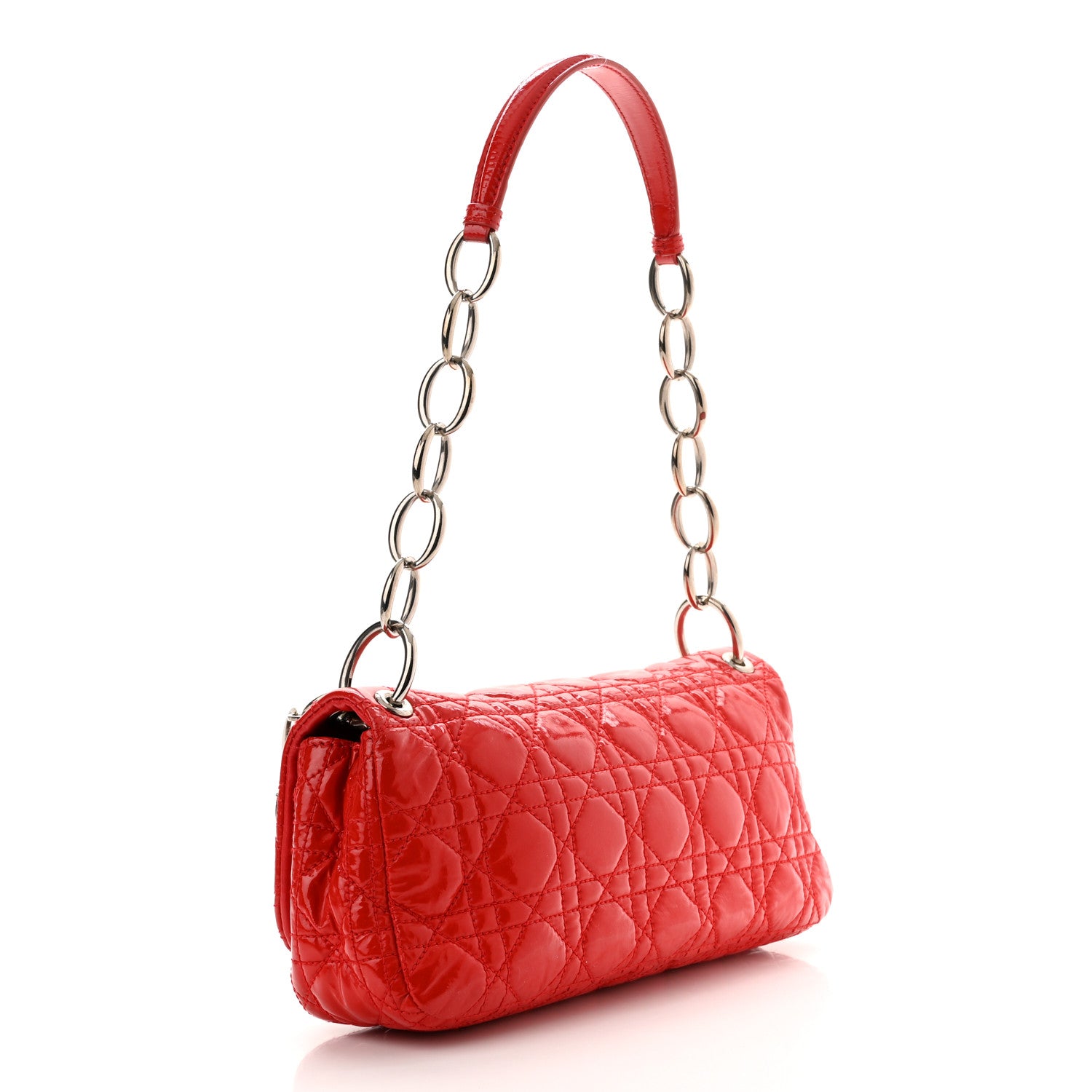 Christian Dior Patent Cannage Rendezvous Flap Red 3 of 10