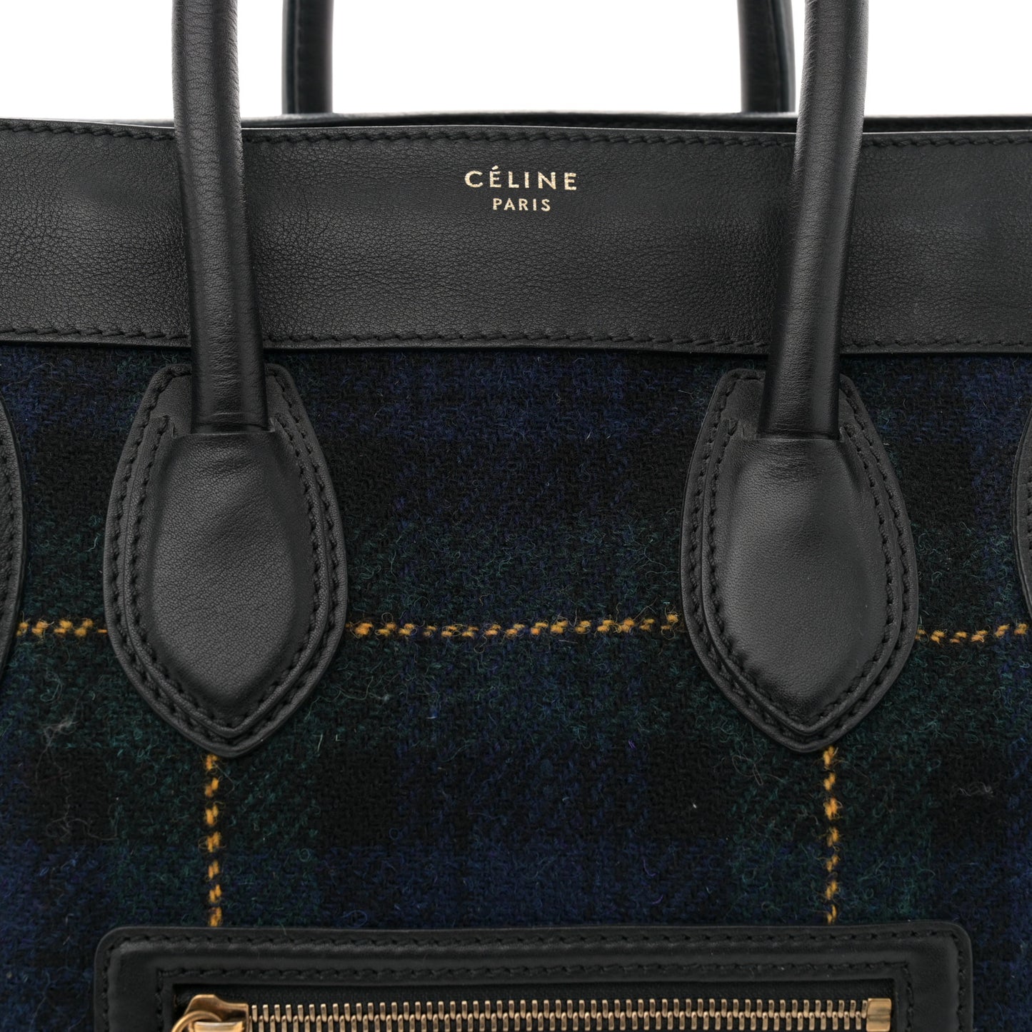 Smooth Calfskin Tweed Tartan Mini Luggage Midnight