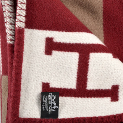 Hermes Wool Cashmere Avalon III Blanket Ecru Rouge H 5 of 5