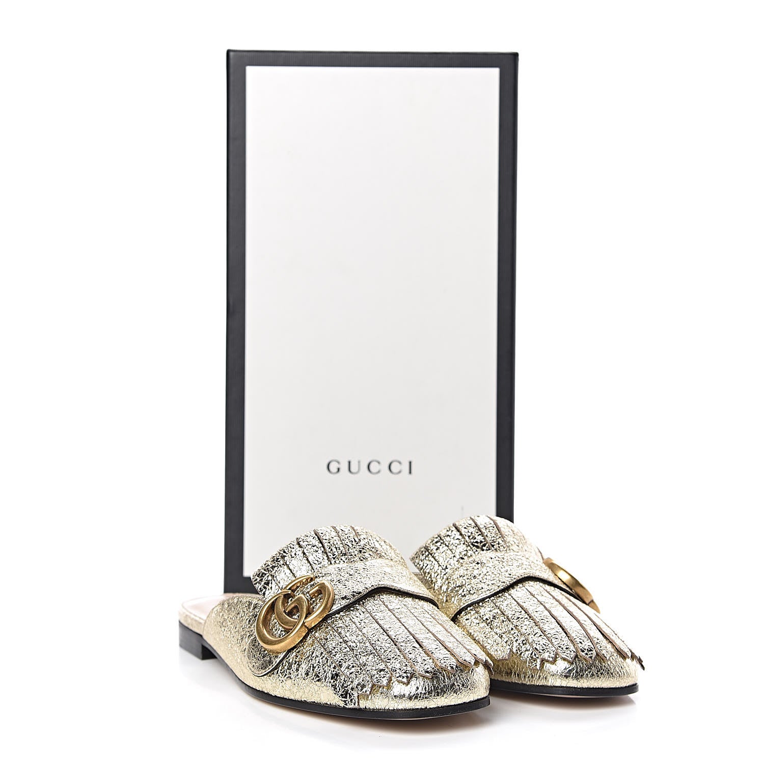 Gucci Galassia Womens GG Marmont Fringe Slippers 36 Platino 10 of 10