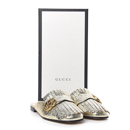 Gucci Galassia Womens GG Marmont Fringe Slippers 36 Platino 10 of 10
