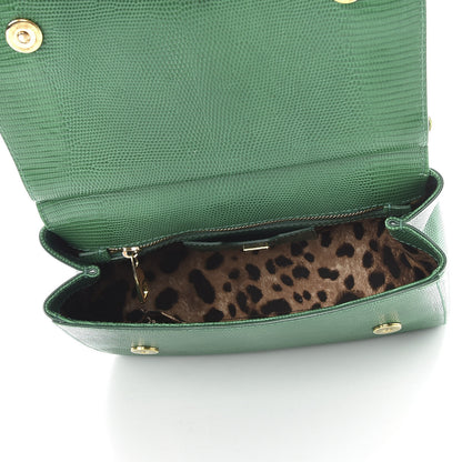 Dolce & Gabbana Iguana Calfskin Embossed Medium Miss Sicily Satchel Green 5 of 9