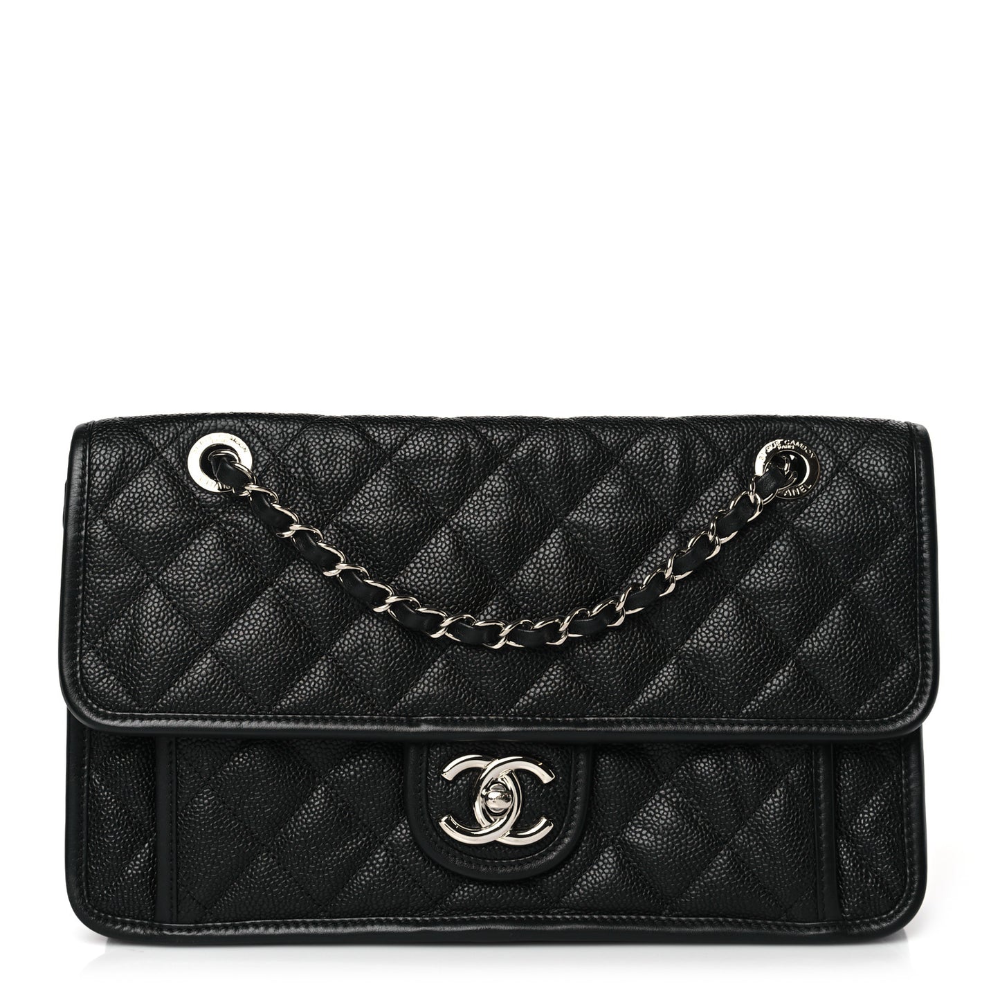 Caviar Quilted Medium French Riviera Flap Black