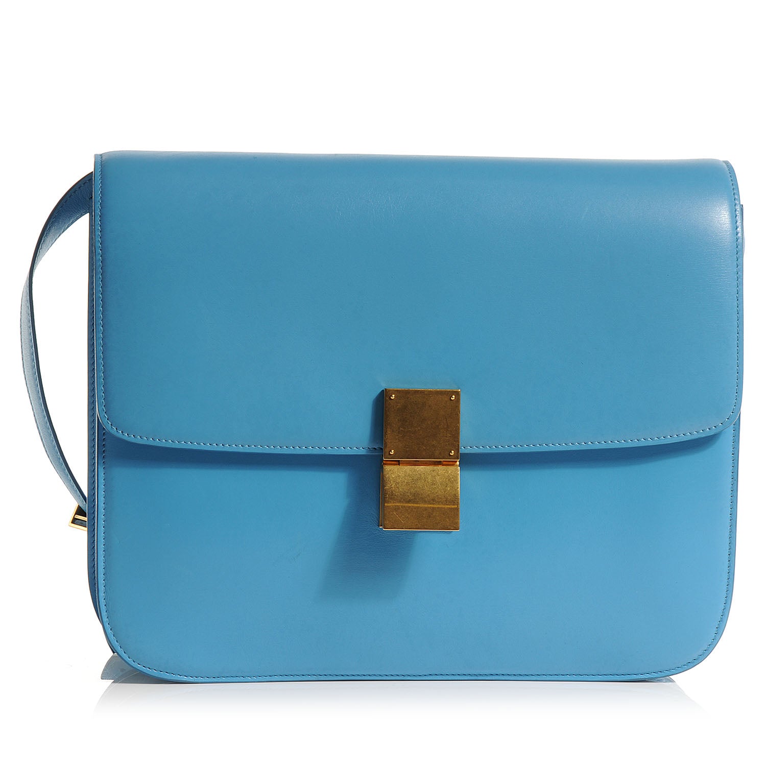 Celine Leather Large Classic Box Flap Bag Lagoon 1 of 9
