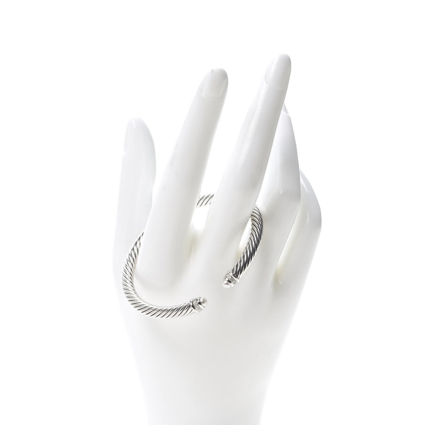 Sterling Silver Diamond Pearl 5mm Cable Classics Bracelet