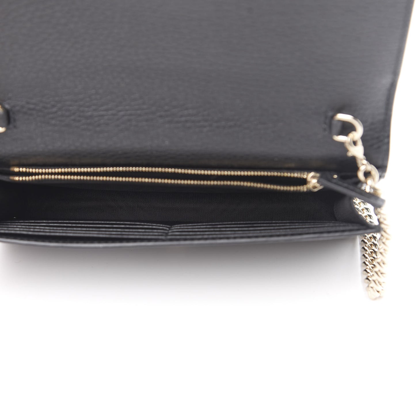 Dollar Calfskin Medium Betty Chain Wallet Black