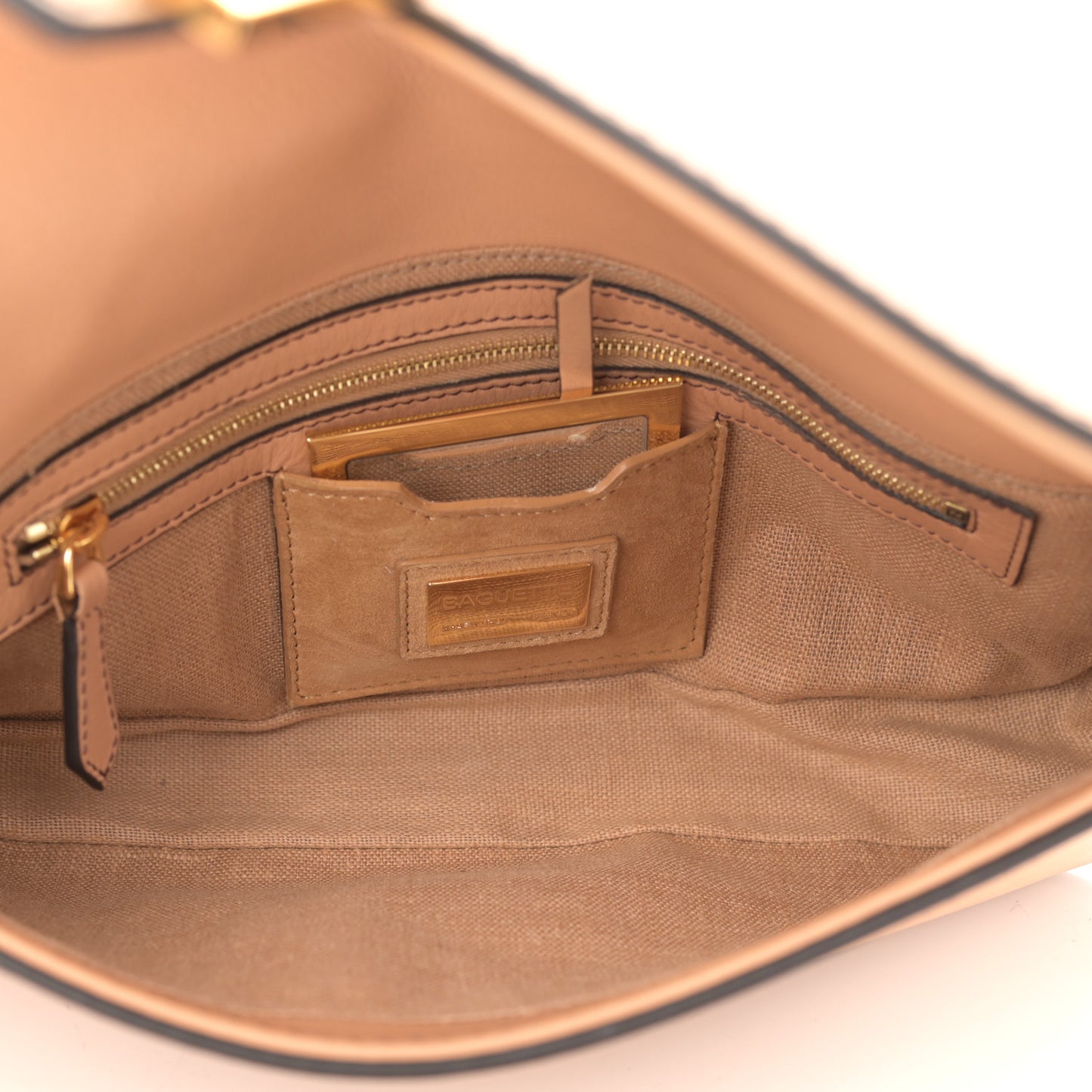 Vitello Flamingo Enamel Interchangeable Strap Baguette Beige