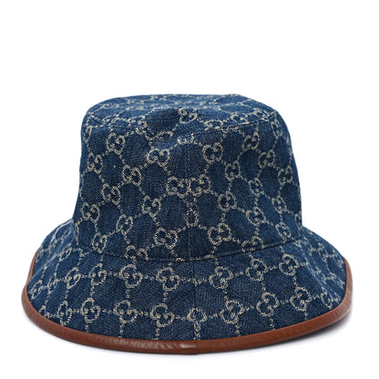 Gucci Washed Jacquard Denim Nappa GG Monogram Oscar Bucket Hat M Denim Cuir 3 of 10