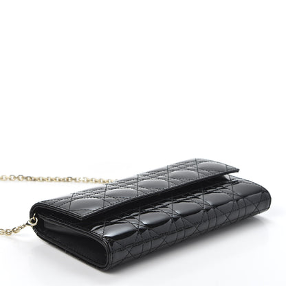 Christian Dior Patent Cannage Rendez-vous Chain Wallet Black 3 of 9