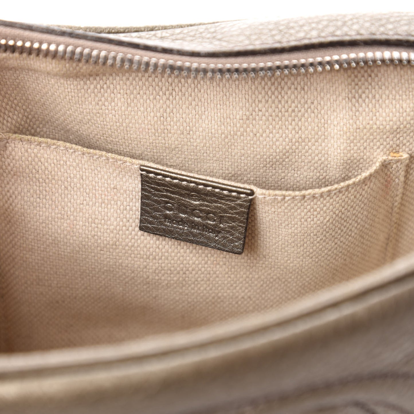 Metallic Pebbled Calfskin Small Soho Disco Bag Sasso