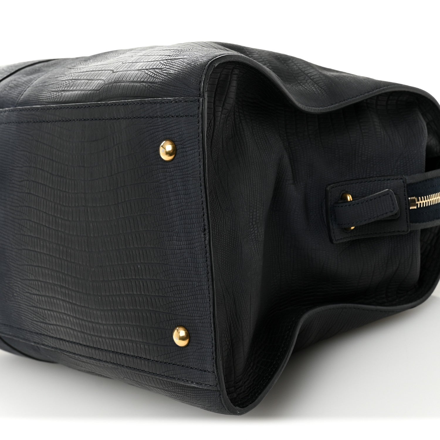 Saint Laurent Calfskin Lizard Embossed Large Cabas ChYc Navy Blue 9 of 13